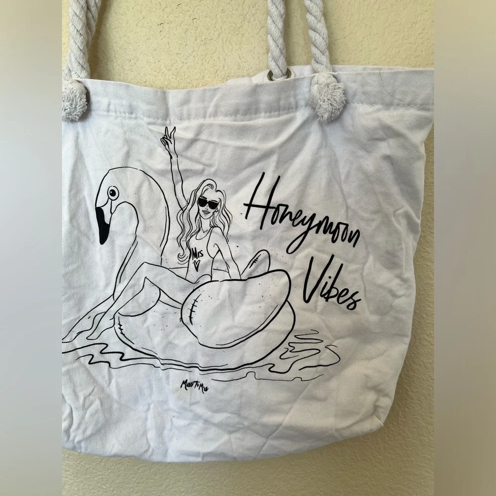Miss to Mrs | Honeymoon Vibes Canvas Beach Bag